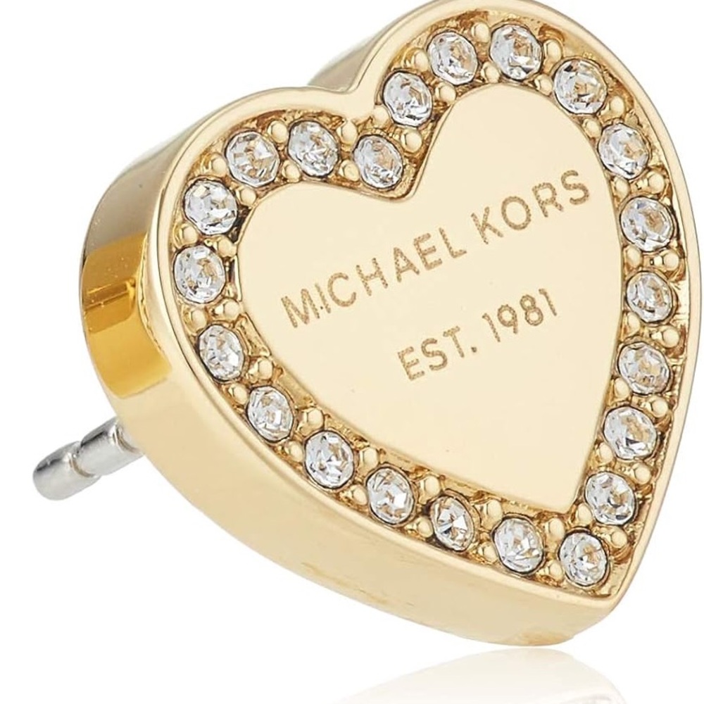 Michael Kors Gold and Silver Crystal Heart Earrings